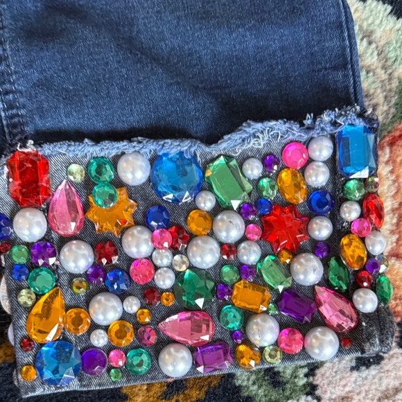 Colorful Embellished Crop Jeans- worn a bunch but great - Picture 2 of 5